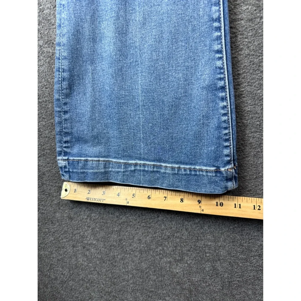 American Eagle Super Hi-Rise Flare Women 6 Blue Patch Pocket Jeans Night Out